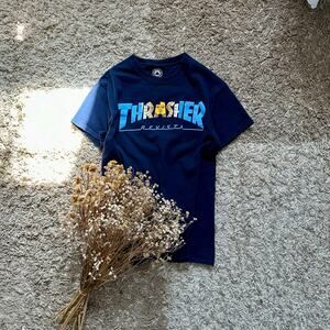 Thrasher Navy Short Sleeve Tee Big Logo Women’s Size S